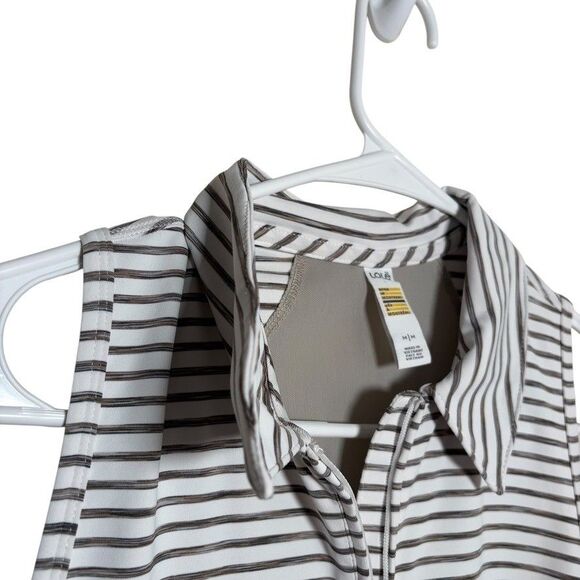 Lole Dress Women's Medium Gray Striped Mesh Sleeveless Collared Athletic - Picture 5 of 11